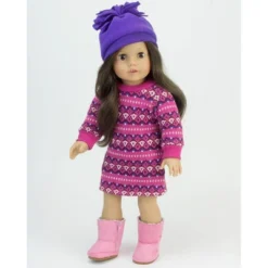 Sophia’s Fair Isle Knit Sweater Dress & Hat For 18” Dolls, Hot Pink/Purple -Doll Paradise Shop GUEST f870a938 0d23 4ef4 8d99 210b52ad8d03