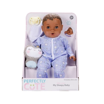 Perfectly Cute 14" Sleepy Time Baby Doll - Brown Hair/Brown Eyes 1 Perfectly Cute 14" Sleepy Time Baby Doll - Brown Hair/Brown Eyes